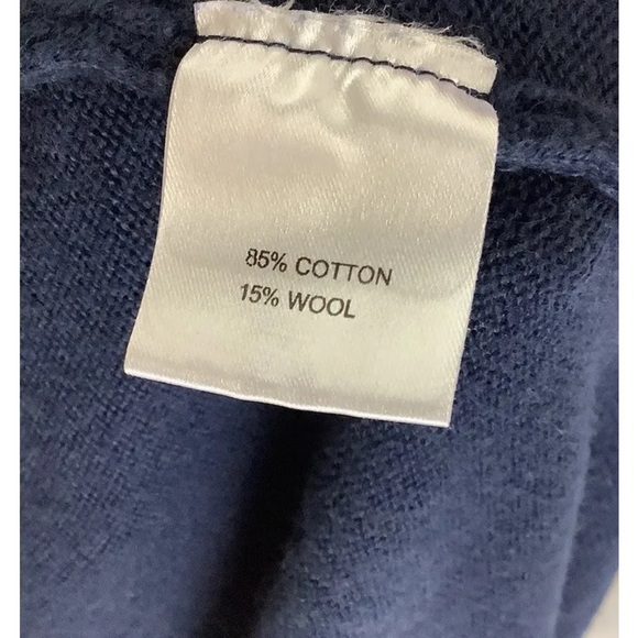 Anthropologie Sz XS Ruffle Trim V Neck Sweater Blue Cotton Wool Pullover - Picture 5 of 6